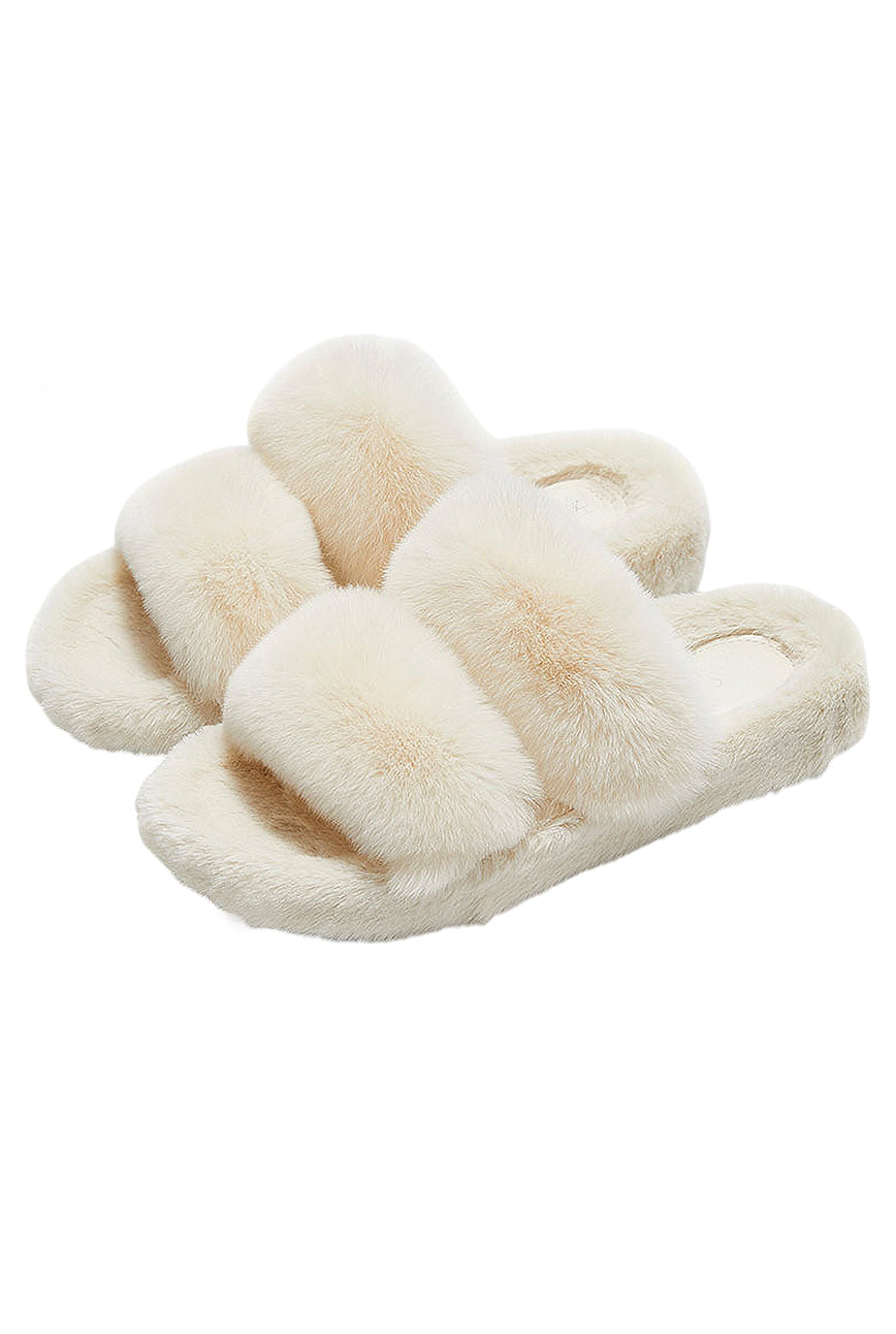 Fluffy White Slippers