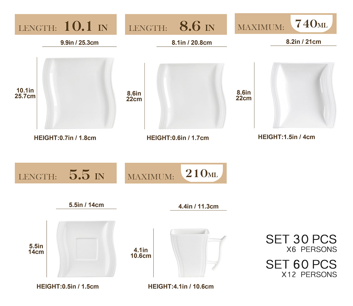 Pompeya Porcelain Tableware (30/60 PCS)