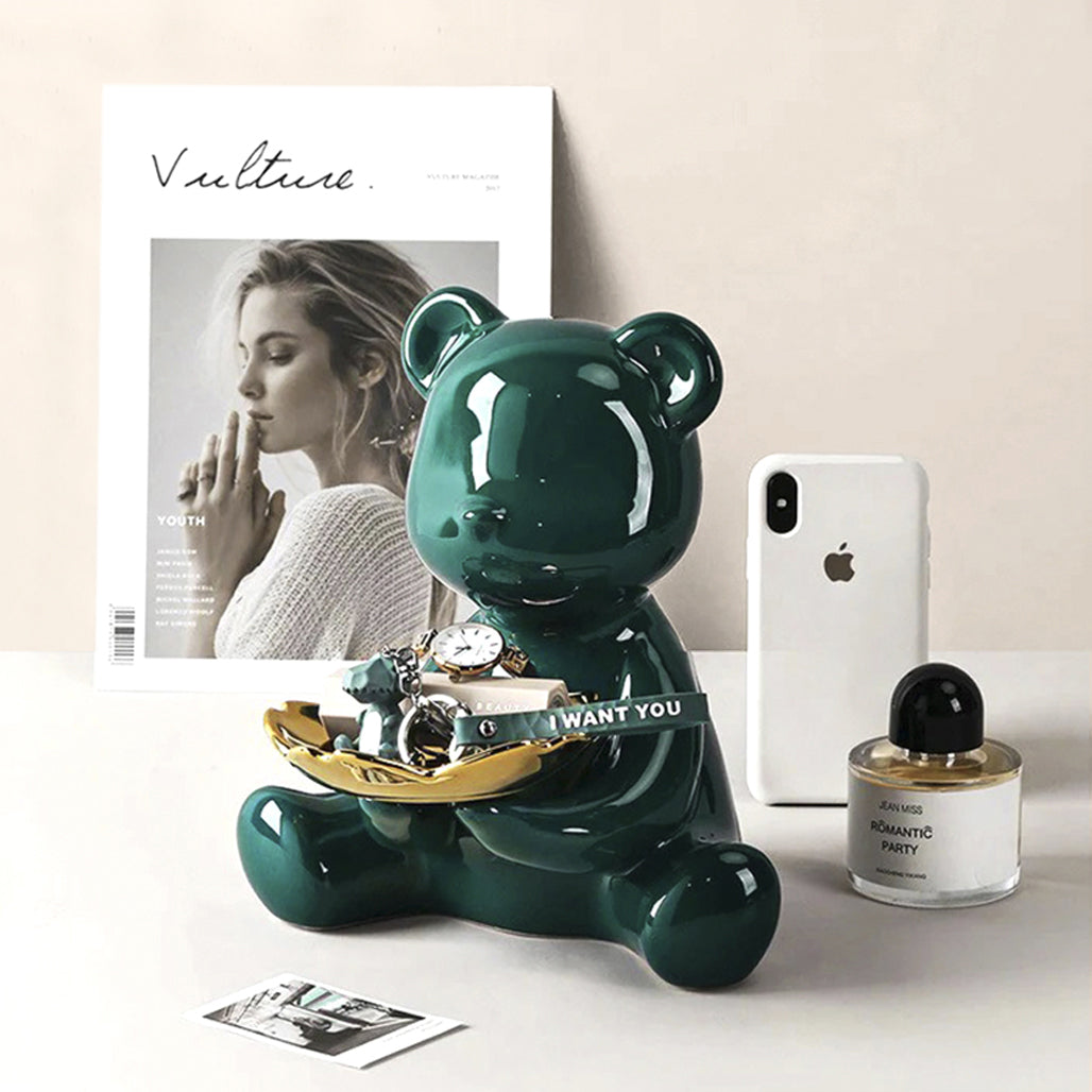 A Luxury Ceramic Teddy Bear Green